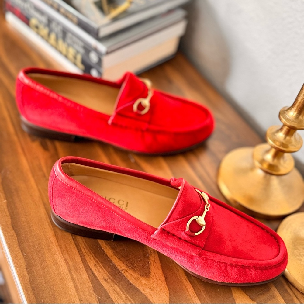 Gucci Red Leather Sole Loafers - Picture 10 of 11